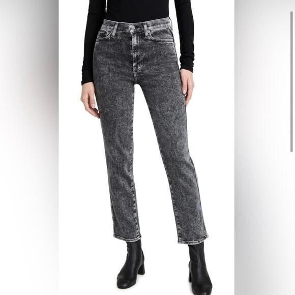 Seven for all Mankind Luxe Vintage High Waist Cropped Straight Felix Black w27 - Picture 5 of 11